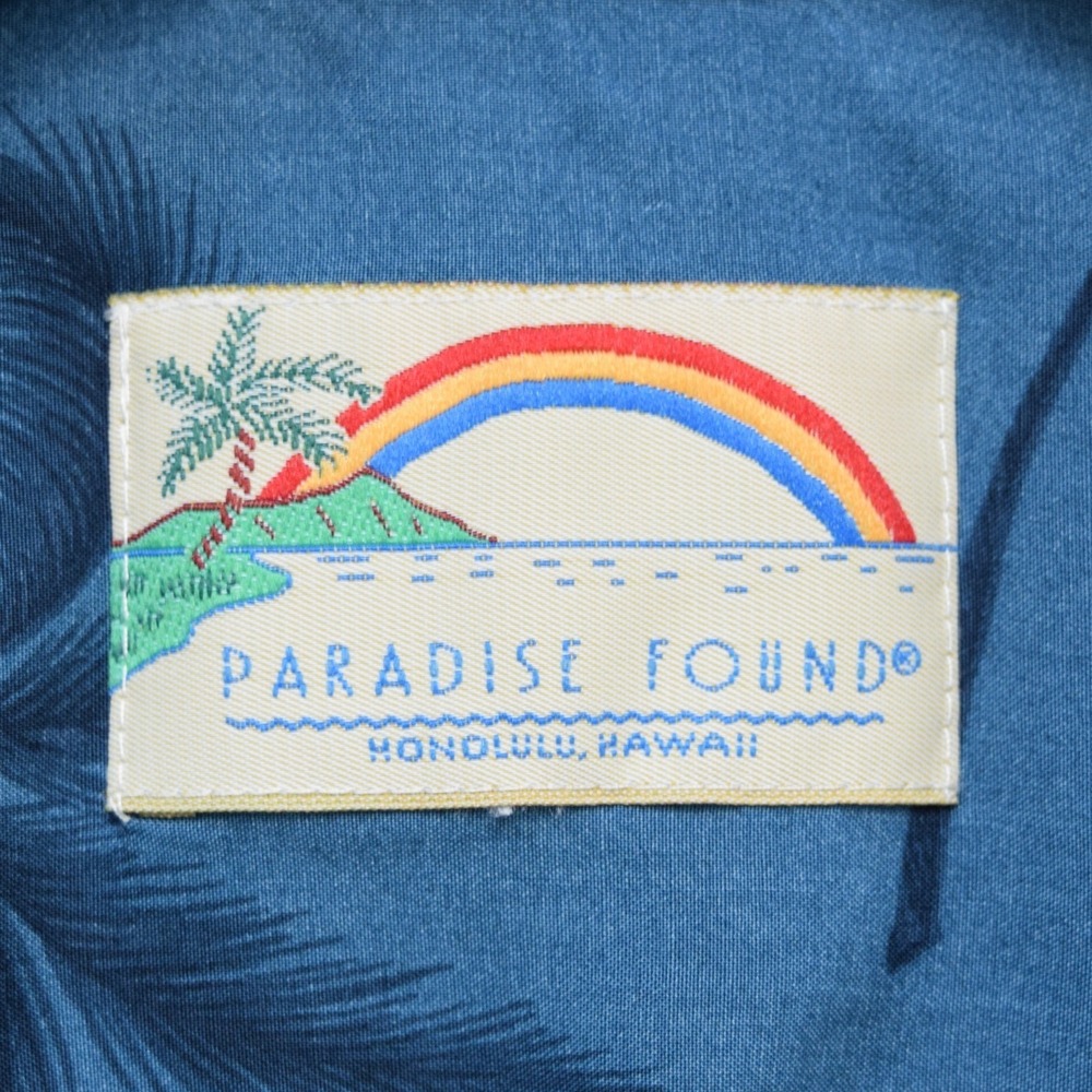 Vintage Paradise Found Hawaiian Shirt Mens XL Blue Rayon Palm Tree Aloha - Spot - Picture 8 of 14